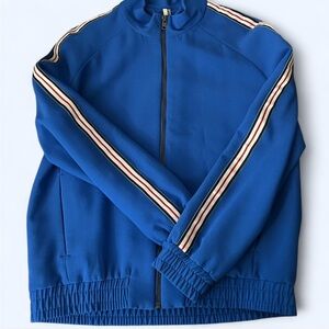 Topshop Women's Royal Blue Track Jacket with Stripe Accents